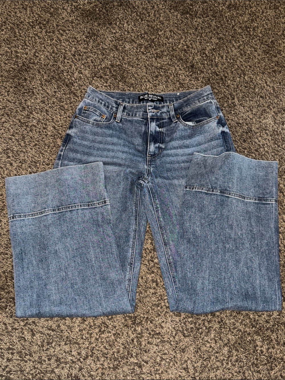 Blue Revival High-Rise Straight Leg Jeans - Light Blue